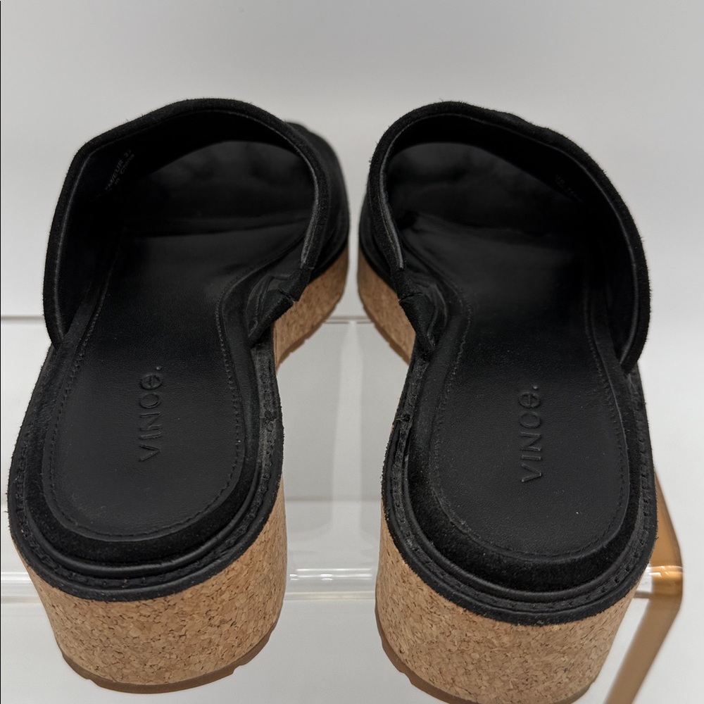 Vince Maddy-B Suede Platform Slides Mule Sandal Black - Picture 7 of 13